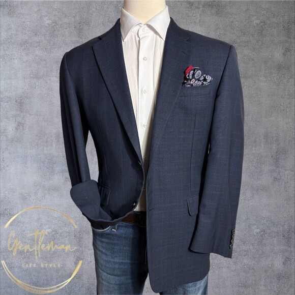 Hickey Freeman Other - HICKEY FREEMAN Mens Blazer Sport Coat Two Button Jacket 42R Blue Navy Wool Plaid